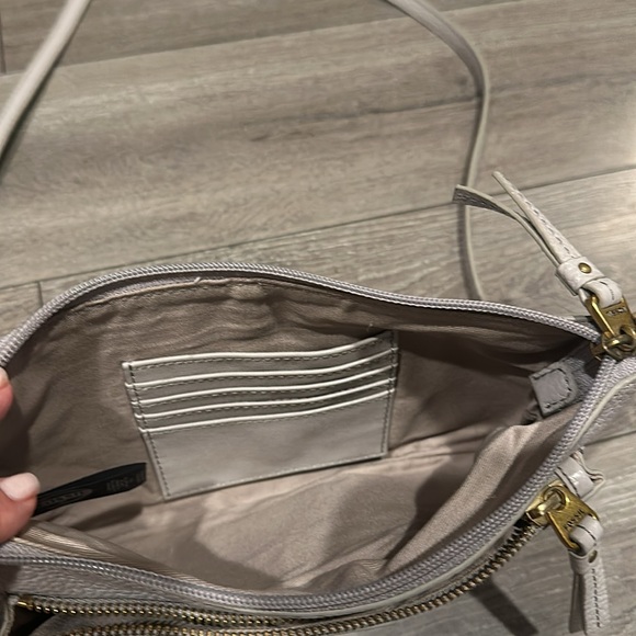 FOSSIL MIMI MINERAL GRAY LEATHER DOUBLE ZIP BAG,CROSSBODY,CONVERTIBLE - Picture 11 of 12